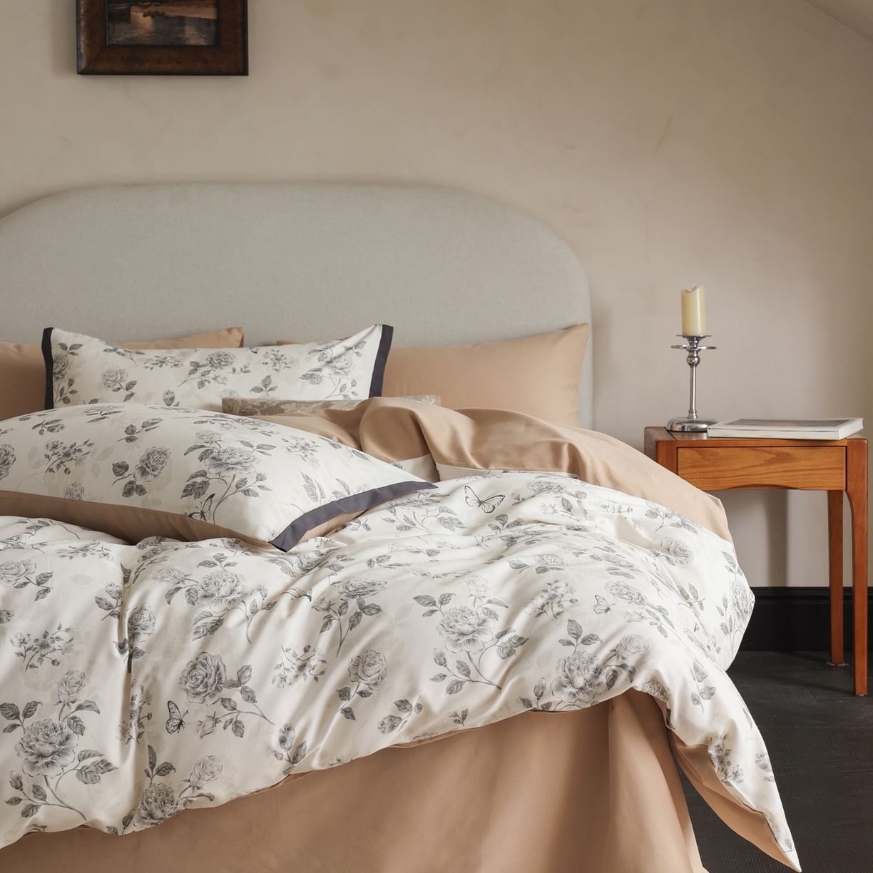 91家纺网 家纺一手货源 找家纺 （总）时光里 2025新款40S全棉纯棉小清新数码印花磨毛四件套