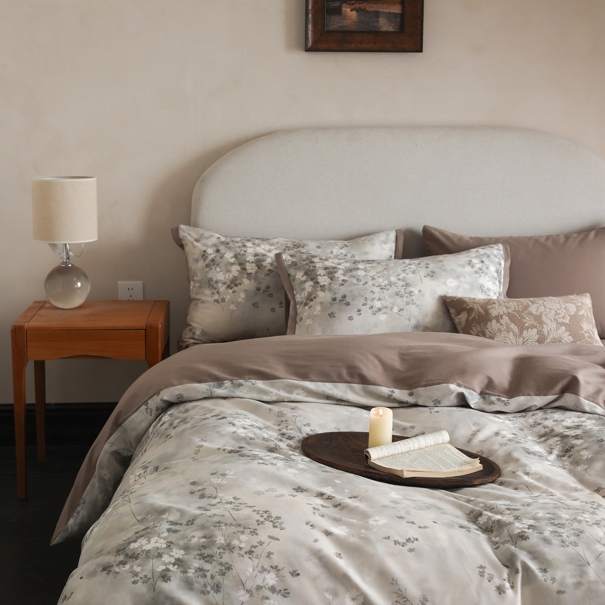 91家纺网 家纺一手货源 找家纺 时光里 2025新款40S全棉纯棉小清新数码印花磨毛四件套 南枝