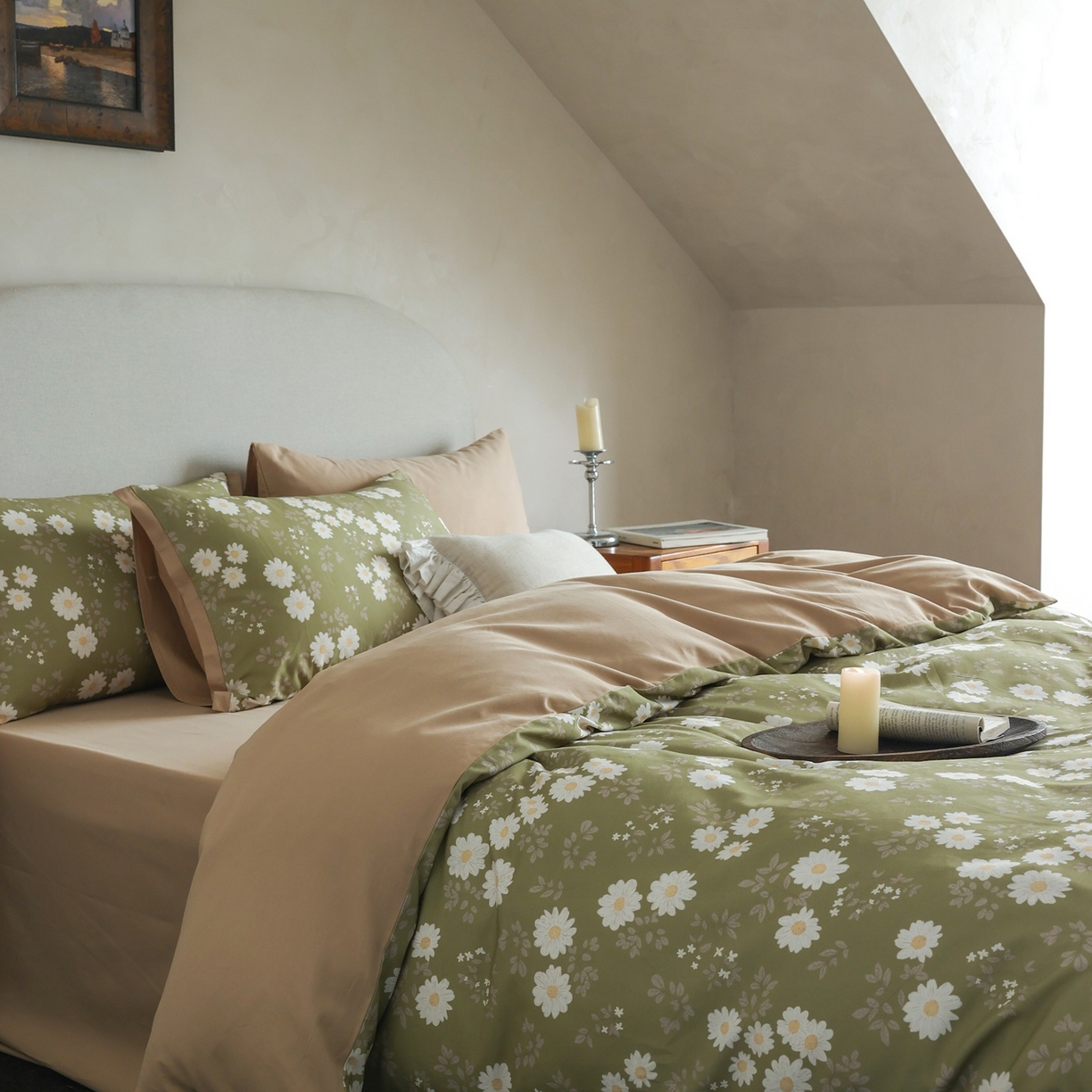 91家纺网 家纺一手货源 找家纺 时光里 2025新款40S全棉纯棉小清新数码印花磨毛四件套 雏菊