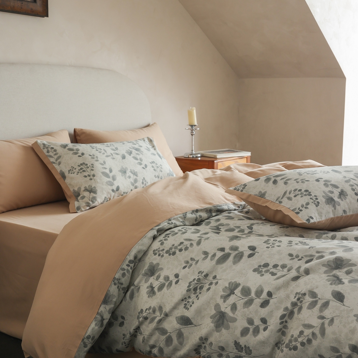 91家纺网 家纺一手货源 找家纺 时光里 2025新款40S全棉纯棉小清新数码印花磨毛四件套 杜若