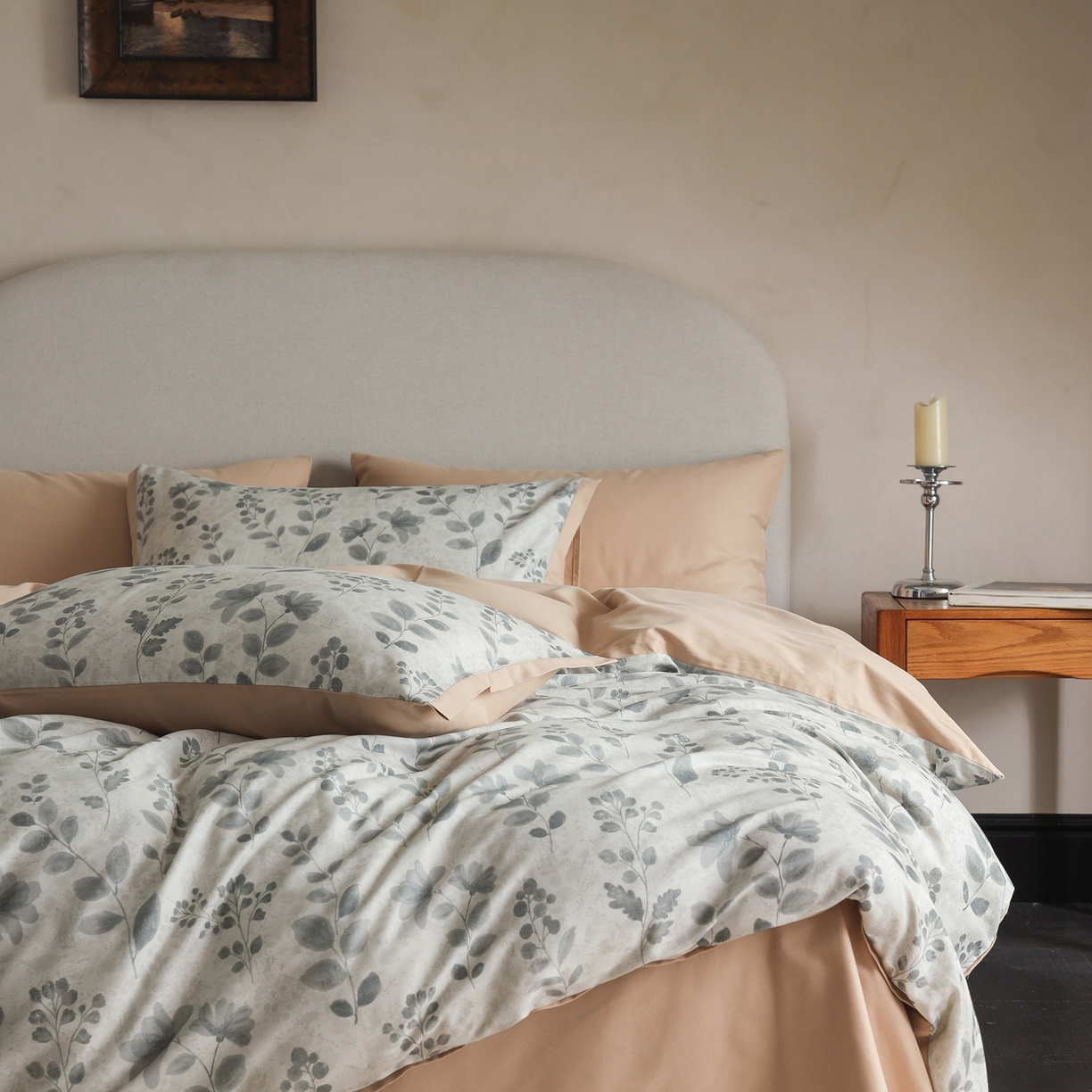 91家纺网 家纺一手货源 找家纺 时光里 2025新款40S全棉纯棉小清新数码印花磨毛四件套 杜若