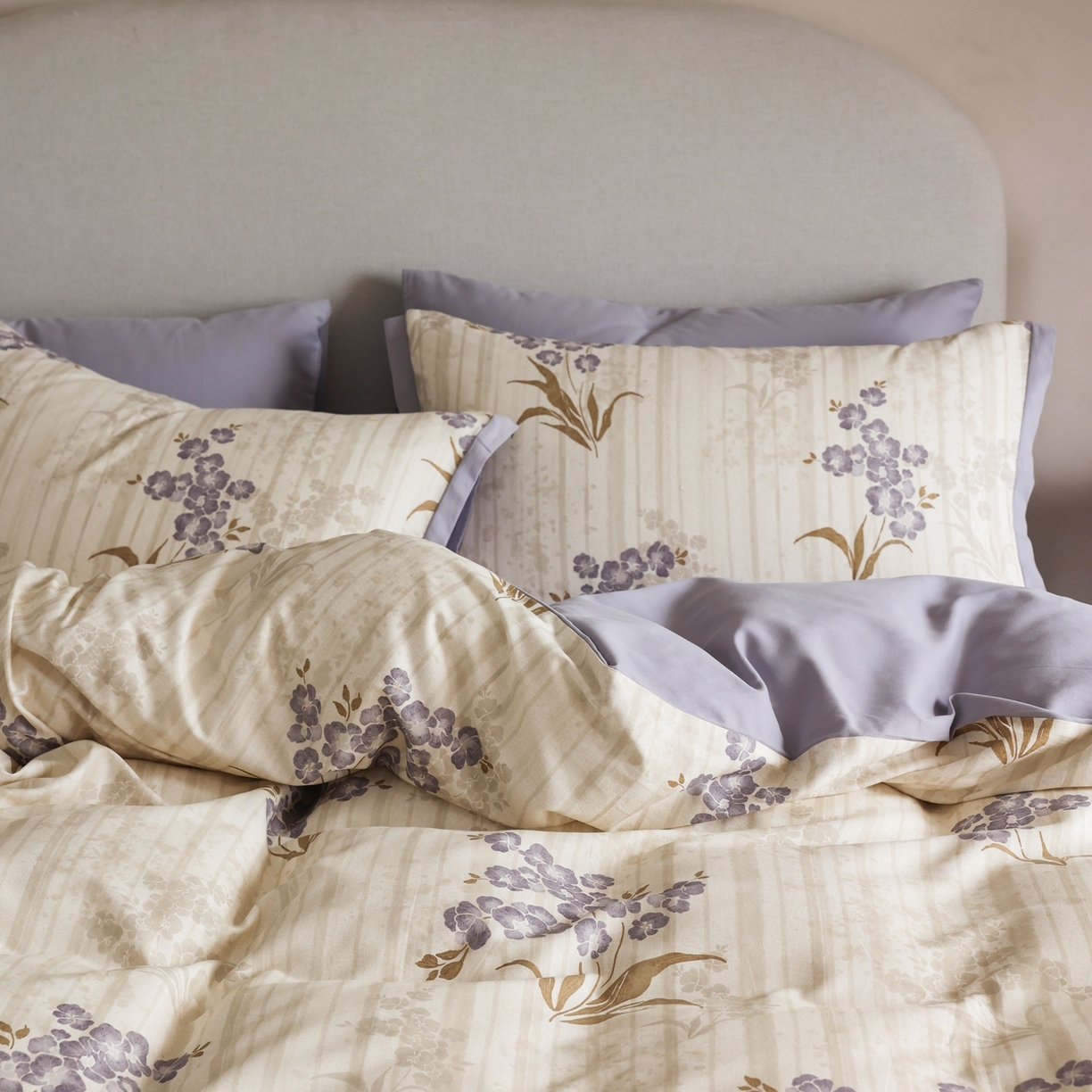 91家纺网 家纺一手货源 找家纺 时光里 2025新款40S全棉纯棉小清新数码印花磨毛四件套 月见