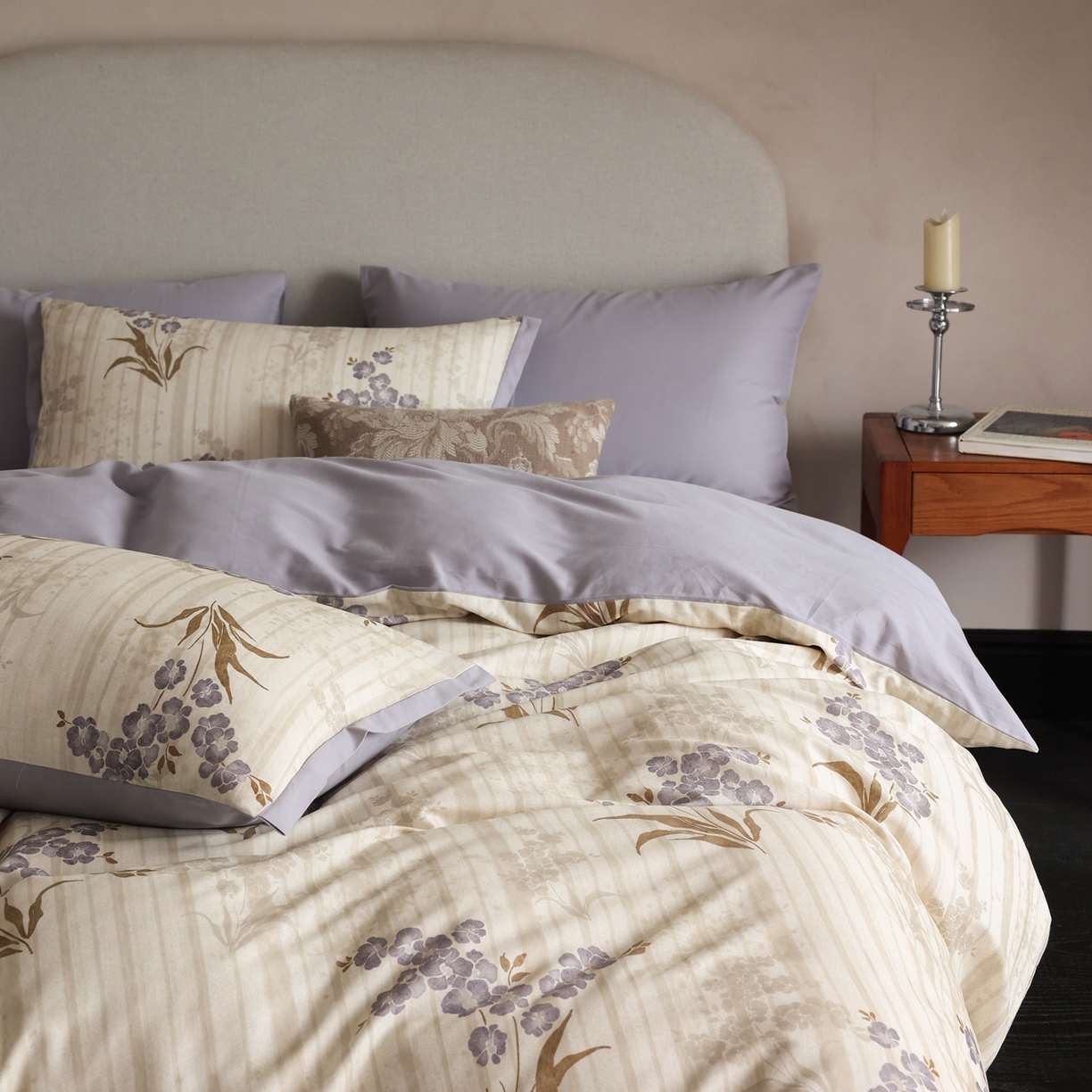 91家纺网 家纺一手货源 找家纺 时光里 2025新款40S全棉纯棉小清新数码印花磨毛四件套 月见