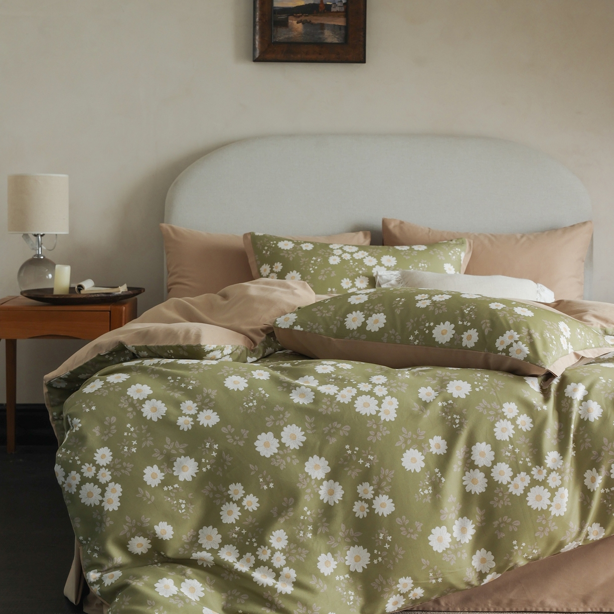 91家纺网 家纺一手货源 找家纺 时光里 2025新款40S全棉纯棉小清新数码印花磨毛四件套 雏菊