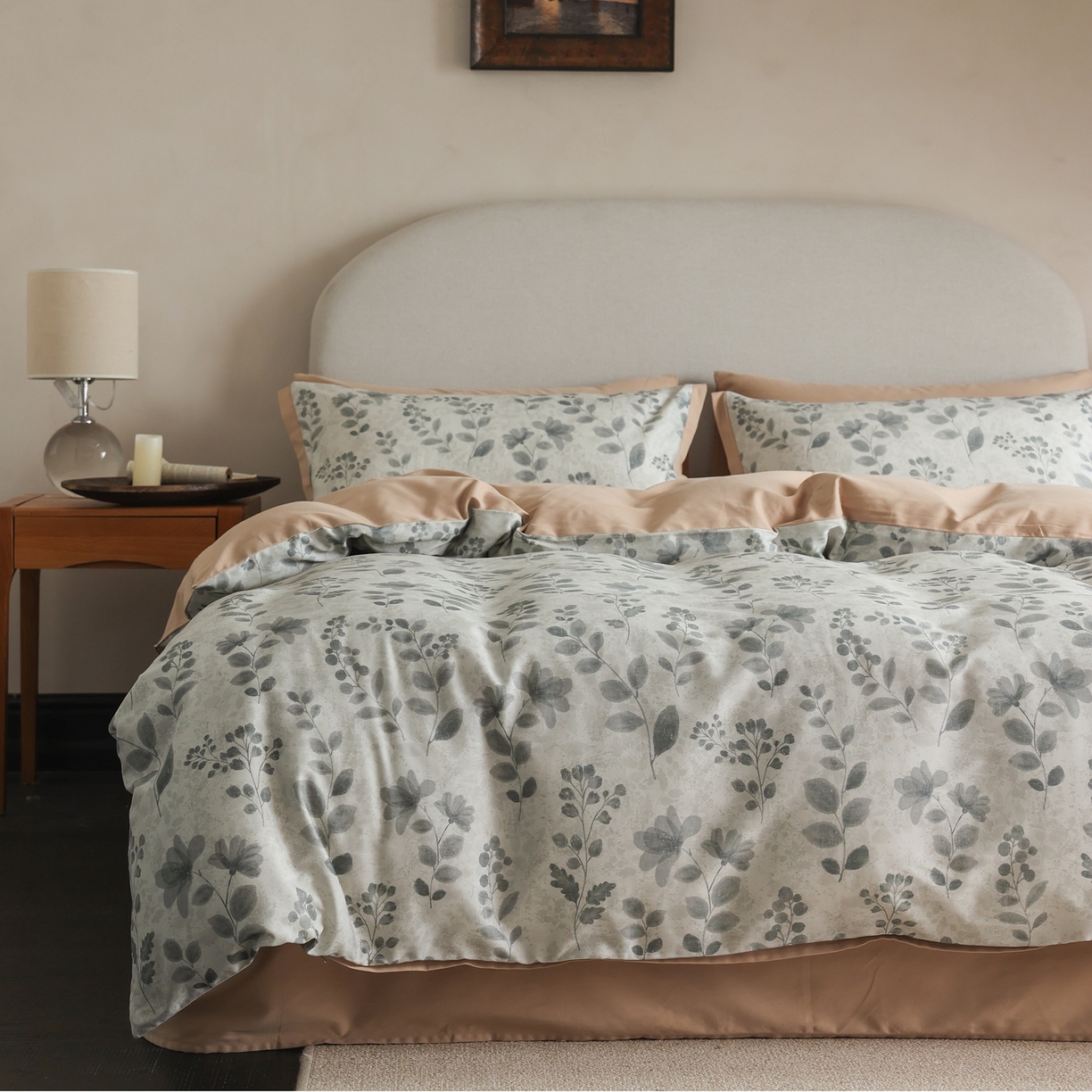 时光里 2025新款40S全棉纯棉小清新数码印花磨毛四件套 杜若