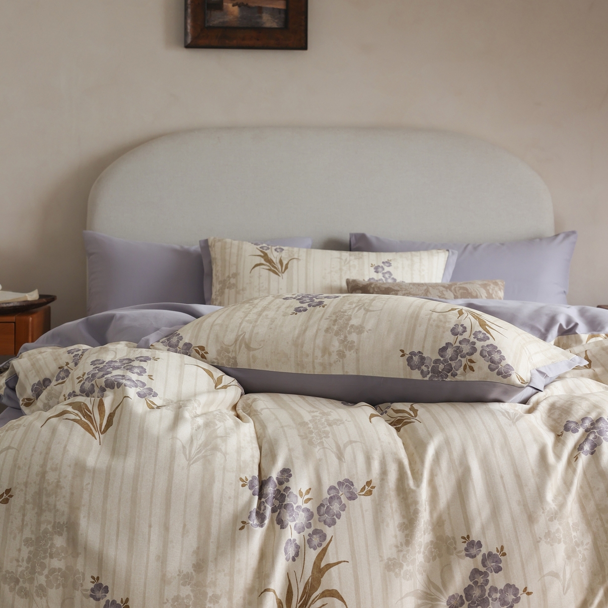 91家纺网 家纺一手货源 找家纺 时光里 2025新款40S全棉纯棉小清新数码印花磨毛四件套 月见