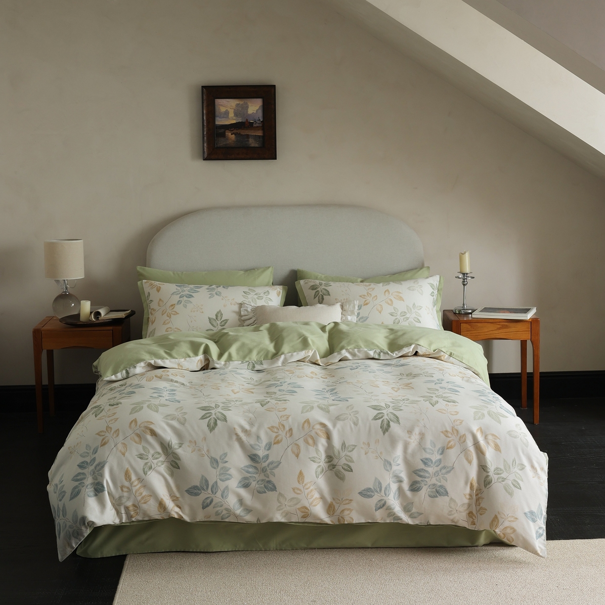 91家纺网 家纺一手货源 找家纺 时光里 2025新款40S全棉纯棉小清新数码印花磨毛四件套 雪见