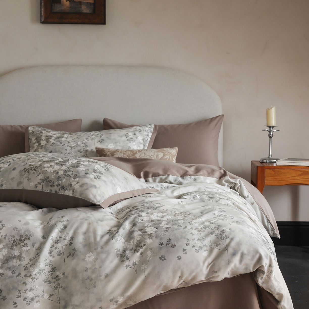 91家纺网 家纺一手货源 找家纺 时光里 2025新款40S全棉纯棉小清新数码印花磨毛四件套 南枝