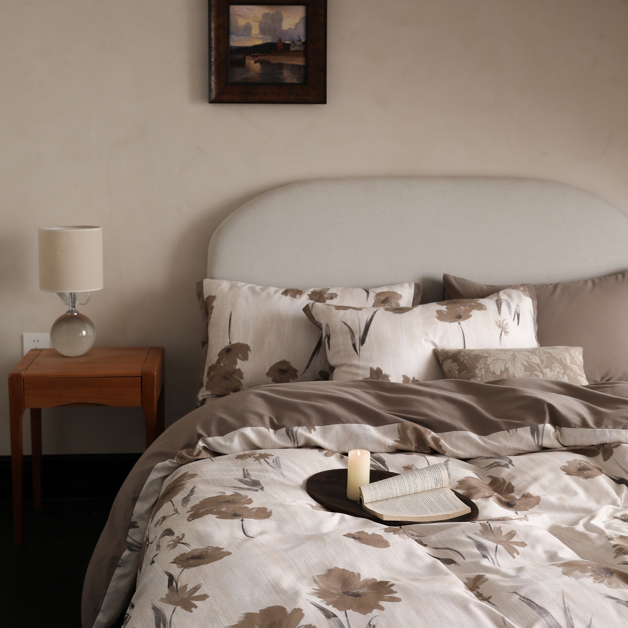 91家纺网 家纺一手货源 找家纺 时光里 2025新款40S全棉纯棉小清新数码印花磨毛四件套 兰佩