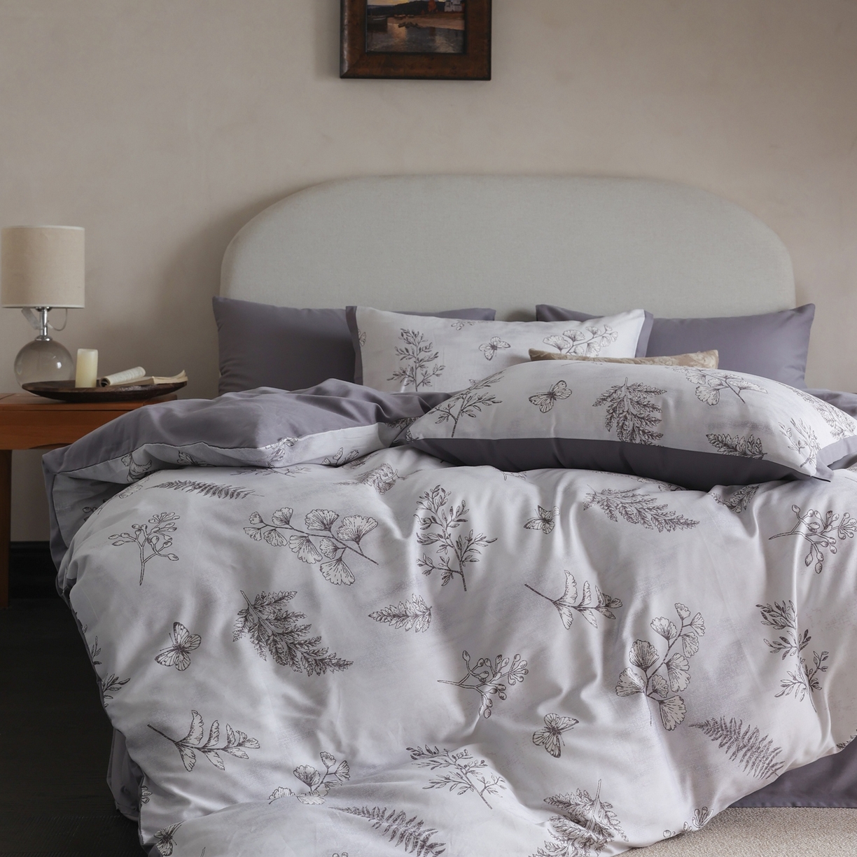 91家纺网 家纺一手货源 找家纺 时光里 2025新款40S全棉纯棉小清新数码印花磨毛四件套 青棠