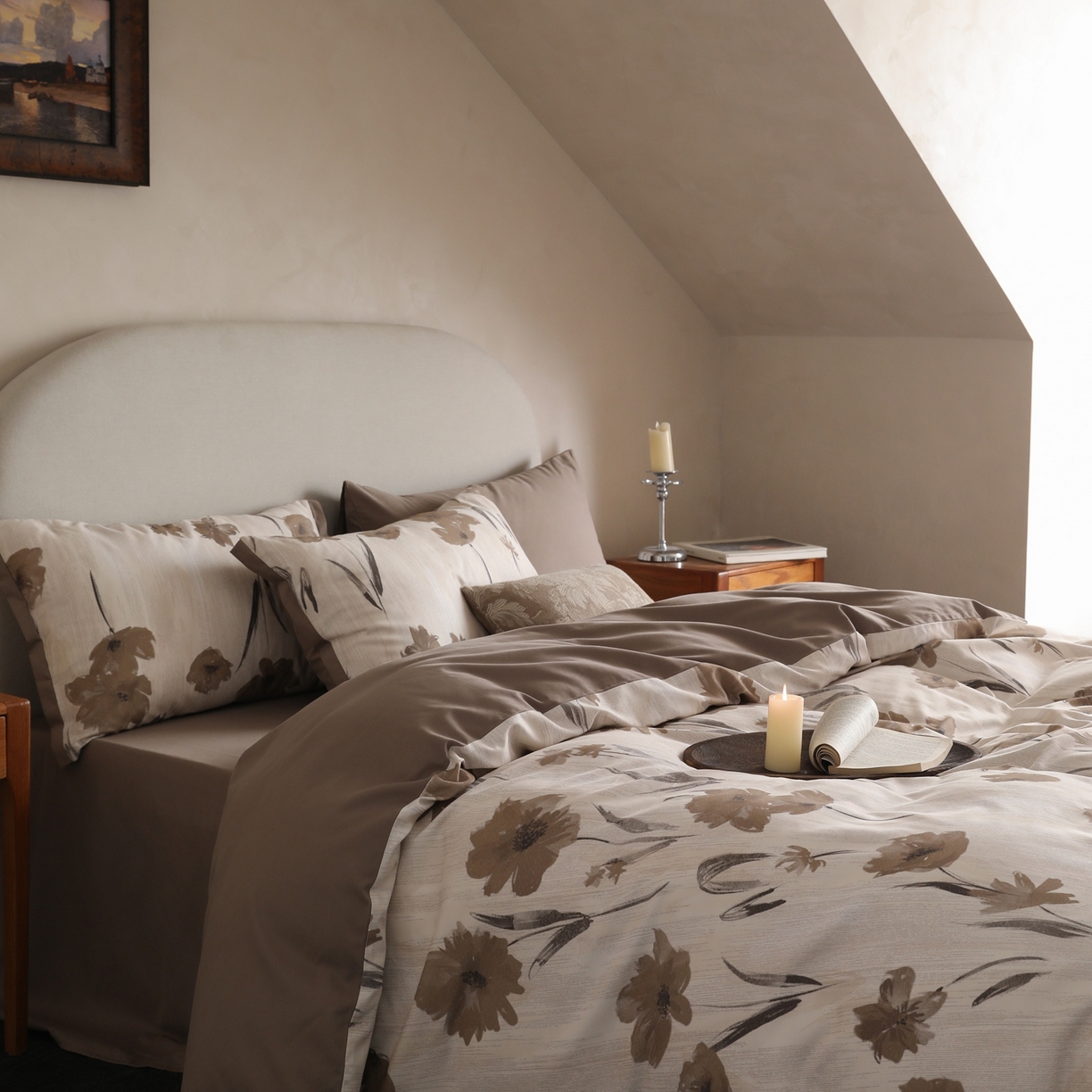 91家纺网 家纺一手货源 找家纺 时光里 2025新款40S全棉纯棉小清新数码印花磨毛四件套 兰佩