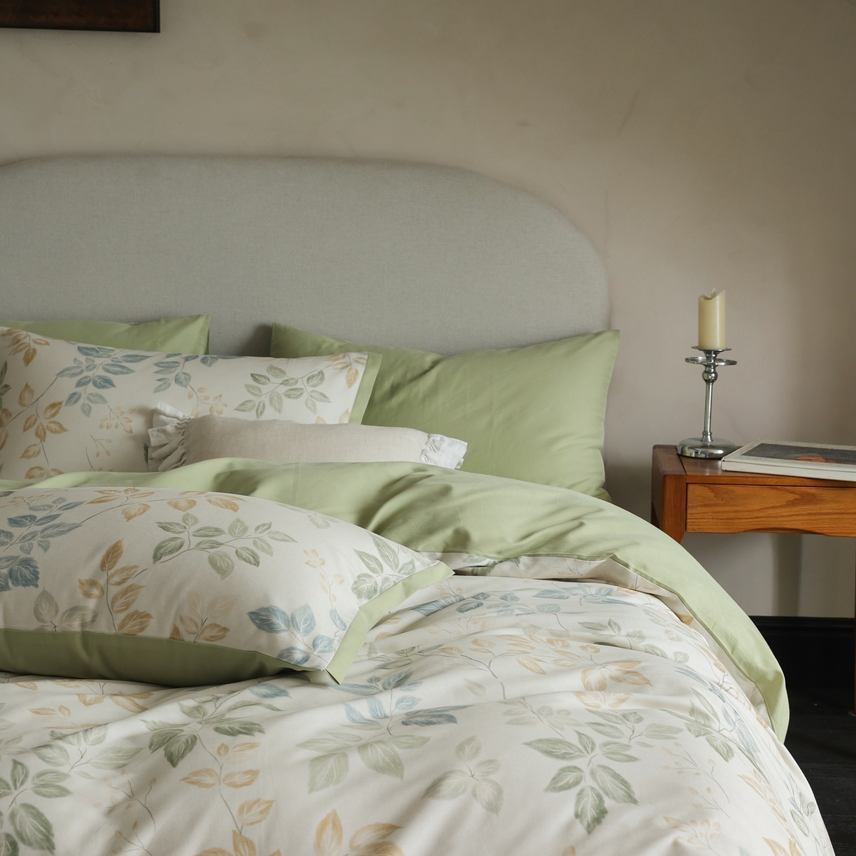 91家纺网 家纺一手货源 找家纺 时光里 2025新款40S全棉纯棉小清新数码印花磨毛四件套 雪见