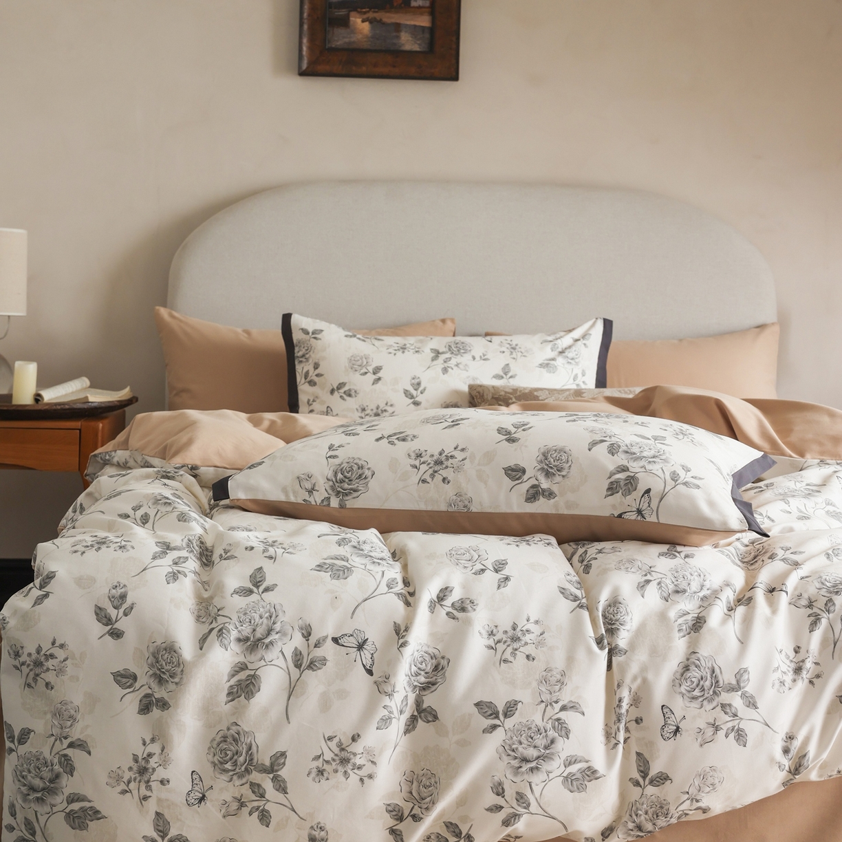 91家纺网 家纺一手货源 找家纺 （总）时光里 2025新款40S全棉纯棉小清新数码印花磨毛四件套