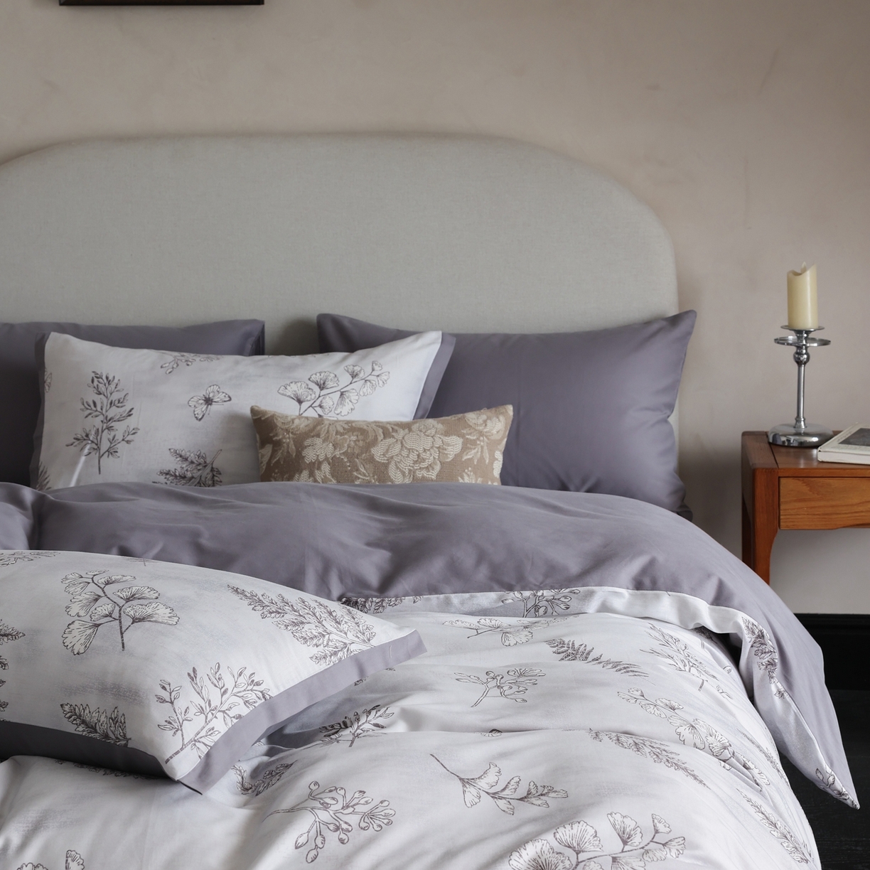 91家纺网 家纺一手货源 找家纺 时光里 2025新款40S全棉纯棉小清新数码印花磨毛四件套 青棠