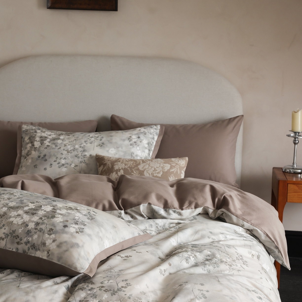 91家纺网 家纺一手货源 找家纺 时光里 2025新款40S全棉纯棉小清新数码印花磨毛四件套 南枝