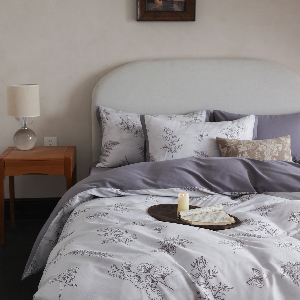 91家纺网 家纺一手货源 找家纺 时光里 2025新款40S全棉纯棉小清新数码印花磨毛四件套 青棠