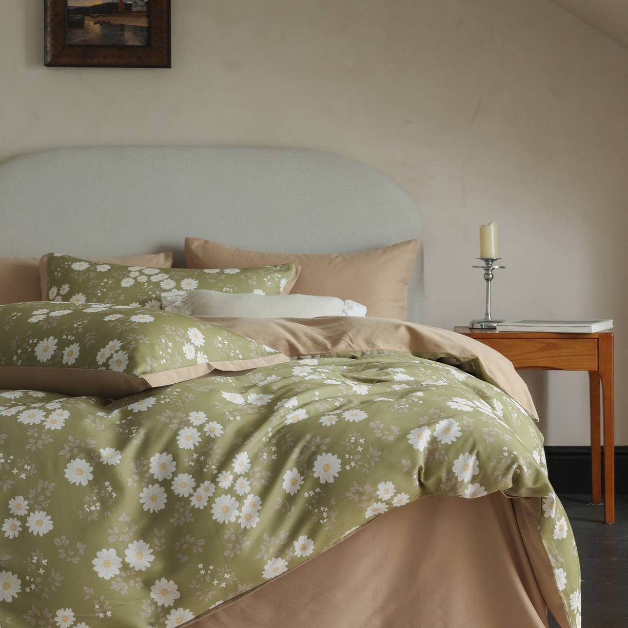 91家纺网 家纺一手货源 找家纺 时光里 2025新款40S全棉纯棉小清新数码印花磨毛四件套 雏菊