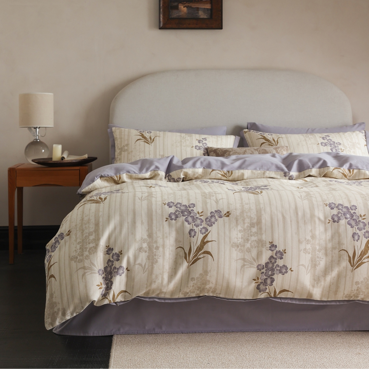 时光里 2025新款40S全棉纯棉小清新数码印花磨毛四件套 月见