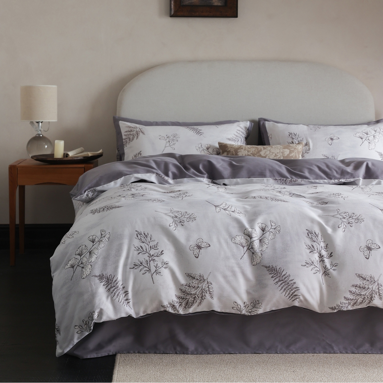 时光里 2025新款40S全棉纯棉小清新数码印花磨毛四件套 青棠