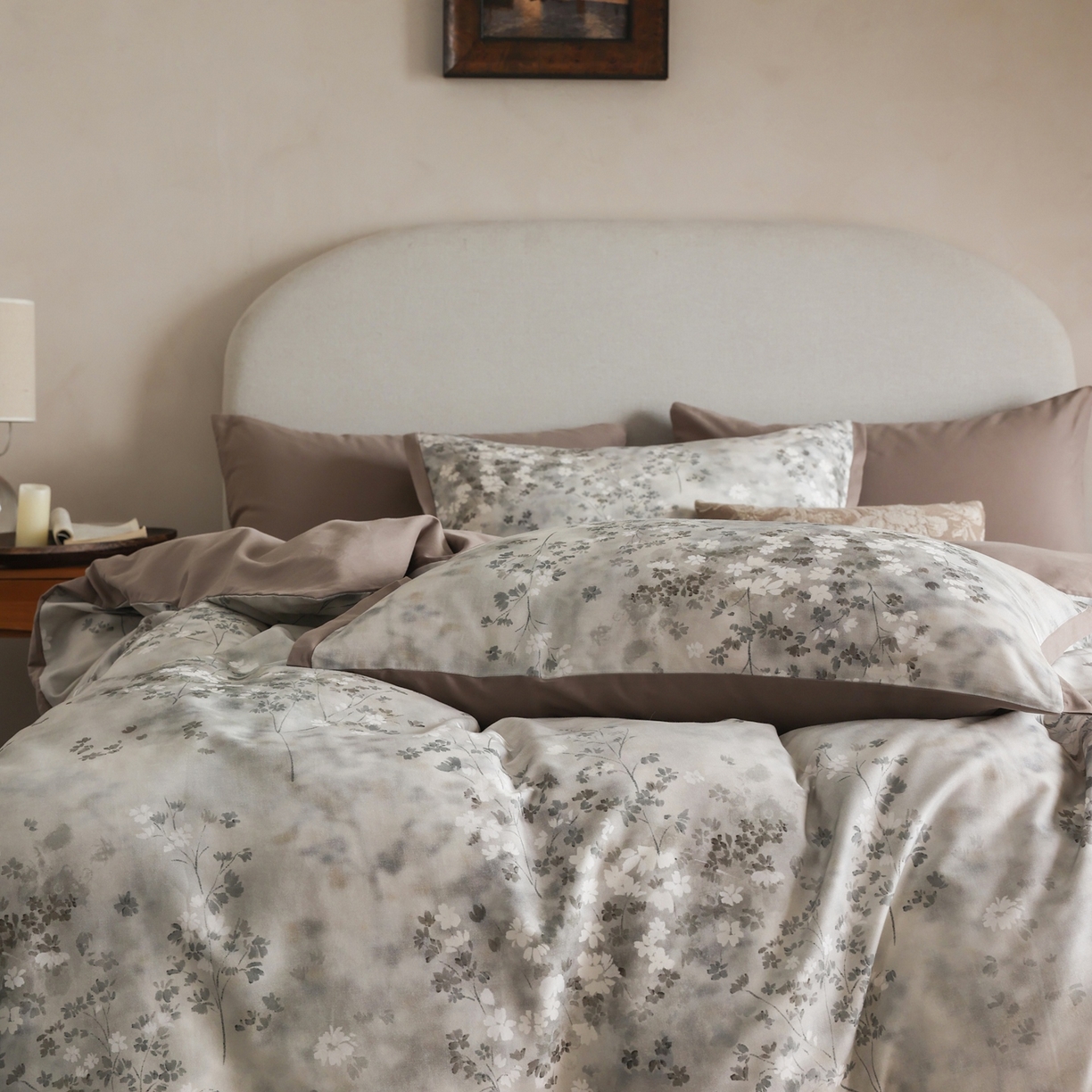 91家纺网 家纺一手货源 找家纺 时光里 2025新款40S全棉纯棉小清新数码印花磨毛四件套 南枝