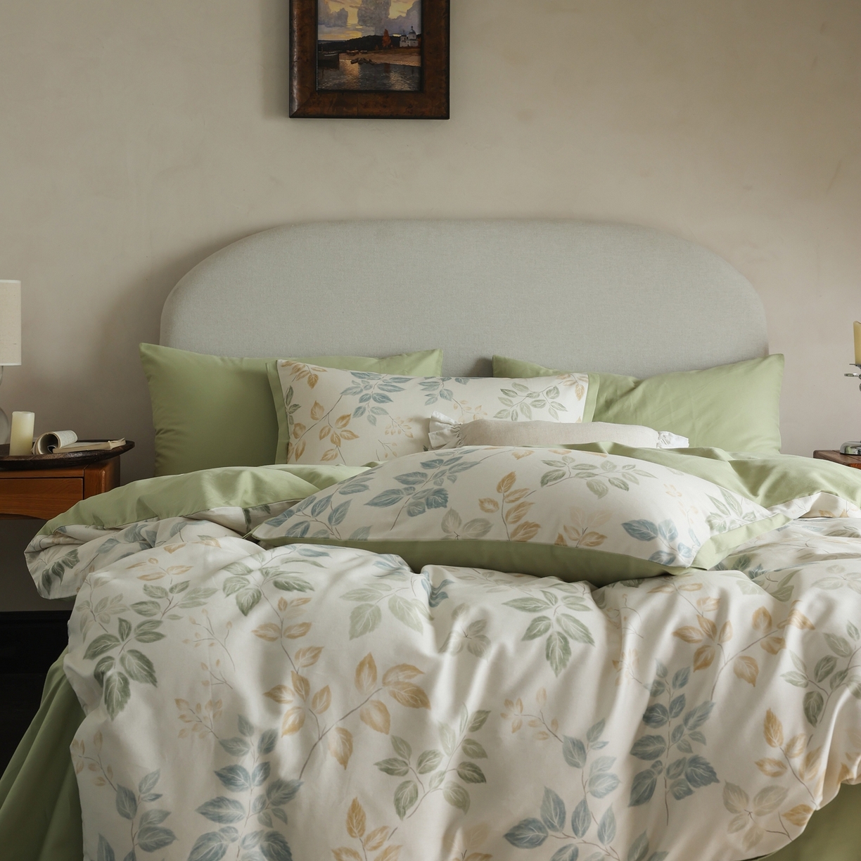 91家纺网 家纺一手货源 找家纺 时光里 2025新款40S全棉纯棉小清新数码印花磨毛四件套 雪见