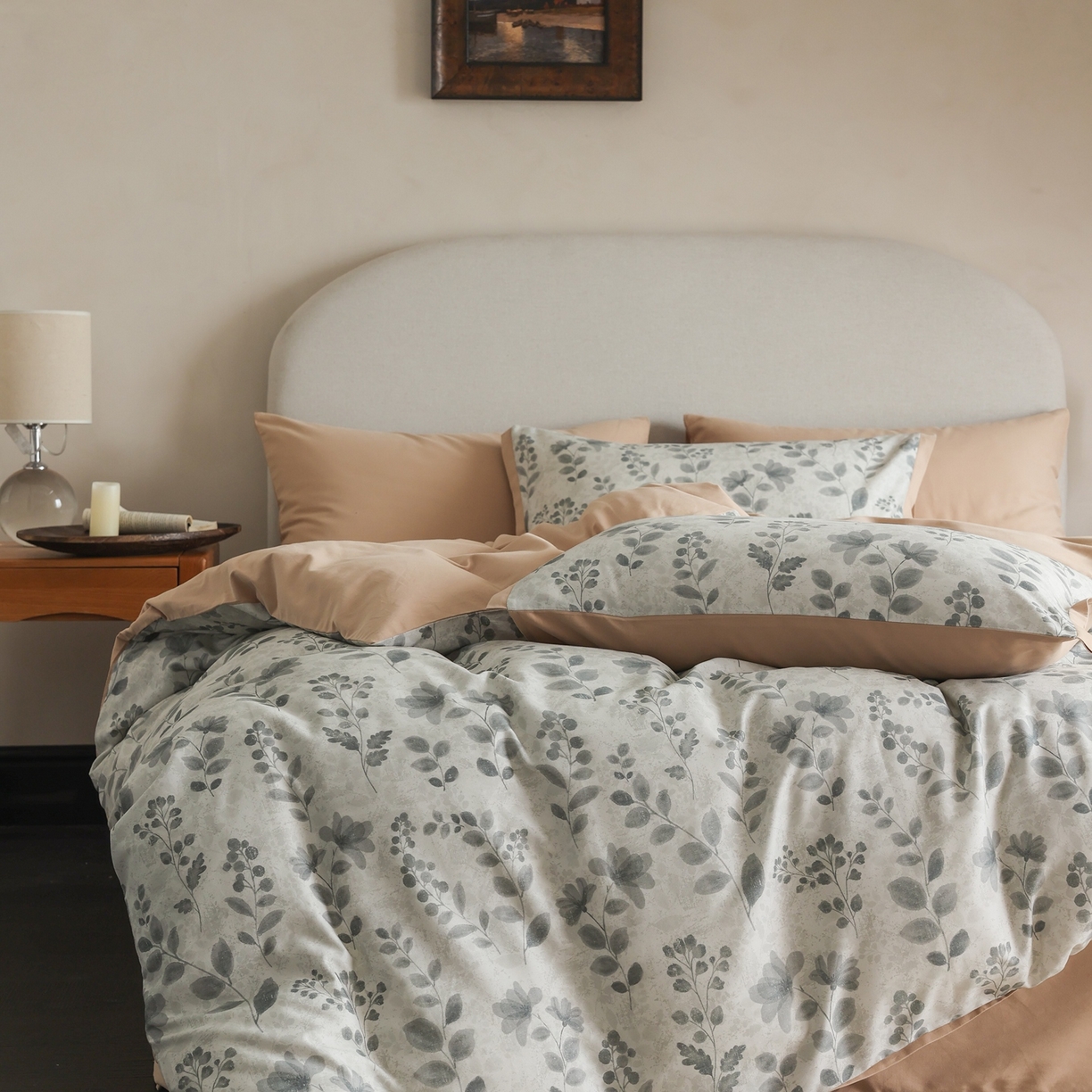 91家纺网 家纺一手货源 找家纺 时光里 2025新款40S全棉纯棉小清新数码印花磨毛四件套 杜若