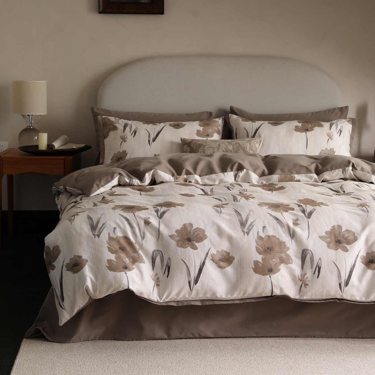 时光里 2025新款40S全棉纯棉小清新数码印花磨毛四件套 兰佩