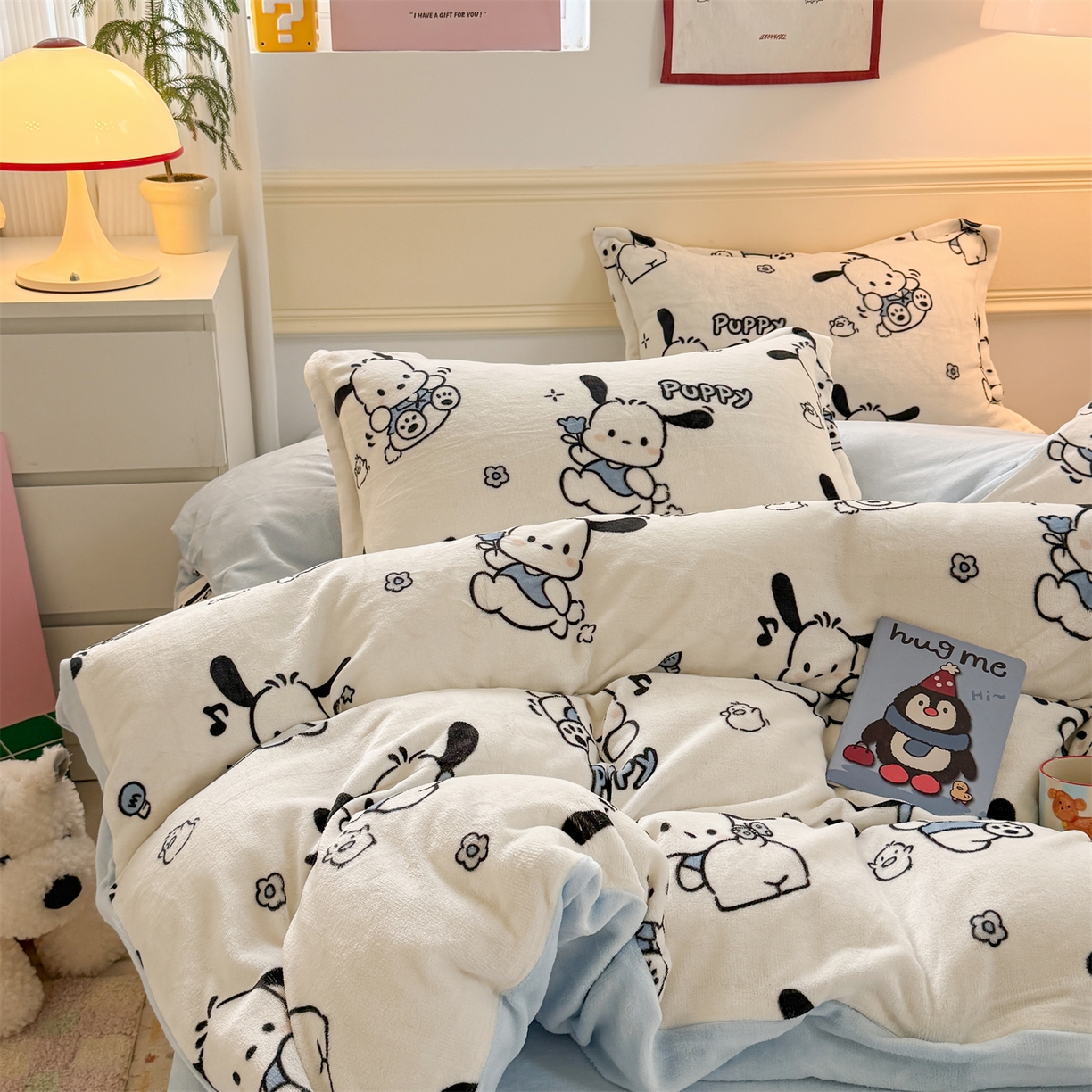 91家纺网 家纺一手货源 找家纺 （总）艾特你 2025新款小清新高克重加厚牛奶绒印花四件套--风格二小窝图