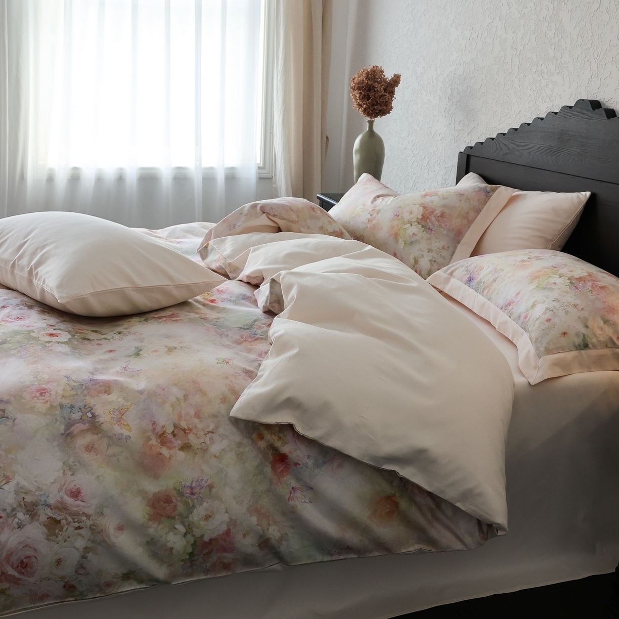 91家纺网 家纺一手货源 找家纺 （总）时光里 2025新款40S全棉纯棉油画风数码印花磨毛四件套