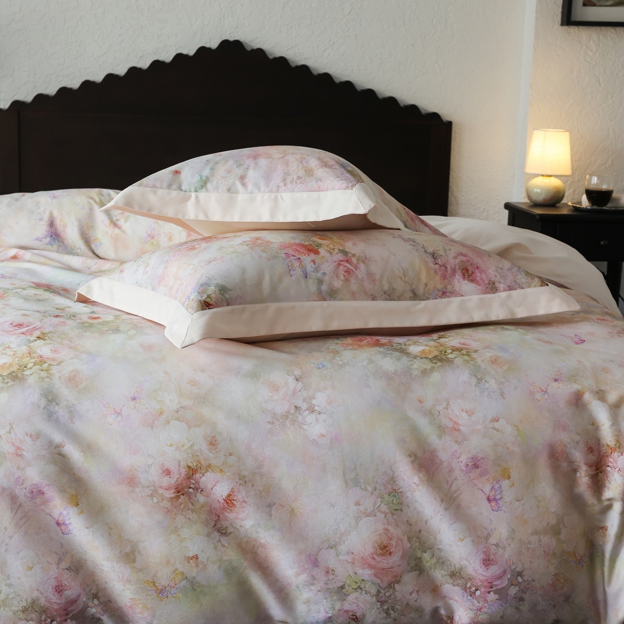 91家纺网 家纺一手货源 找家纺 时光里 2025新款40S全棉纯棉油画风数码印花磨毛四件套 碧玉亭