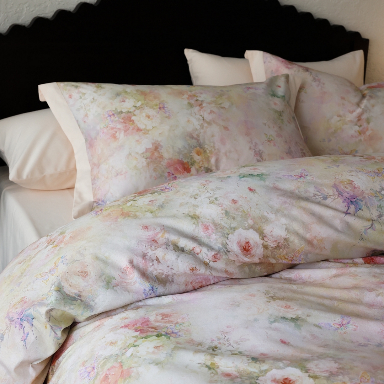 91家纺网 家纺一手货源 找家纺 （总）时光里 2025新款40S全棉纯棉油画风数码印花磨毛四件套