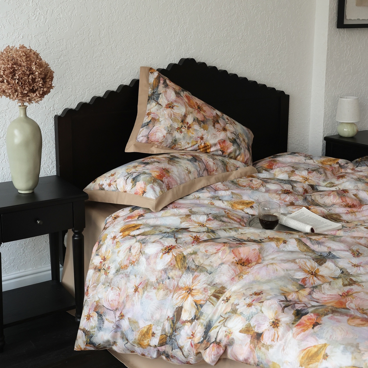 91家纺网 家纺一手货源 找家纺 时光里 2025新款40S全棉纯棉油画风数码印花磨毛四件套 秋田谷