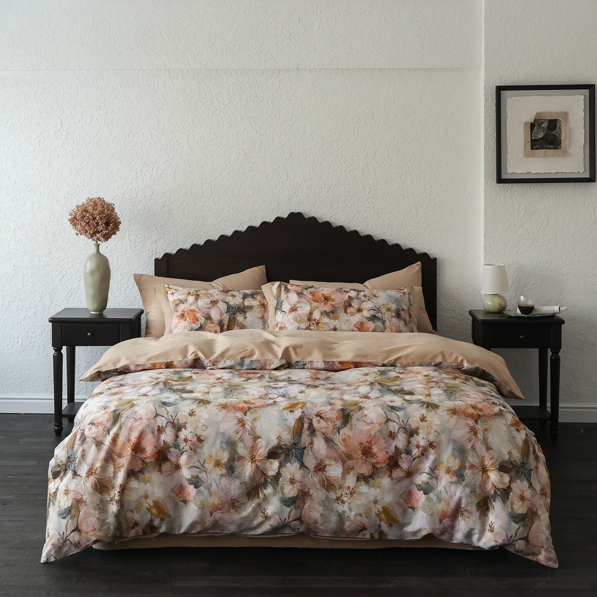 91家纺网 家纺一手货源 找家纺 时光里 2025新款40S全棉纯棉油画风数码印花磨毛四件套 秋田谷