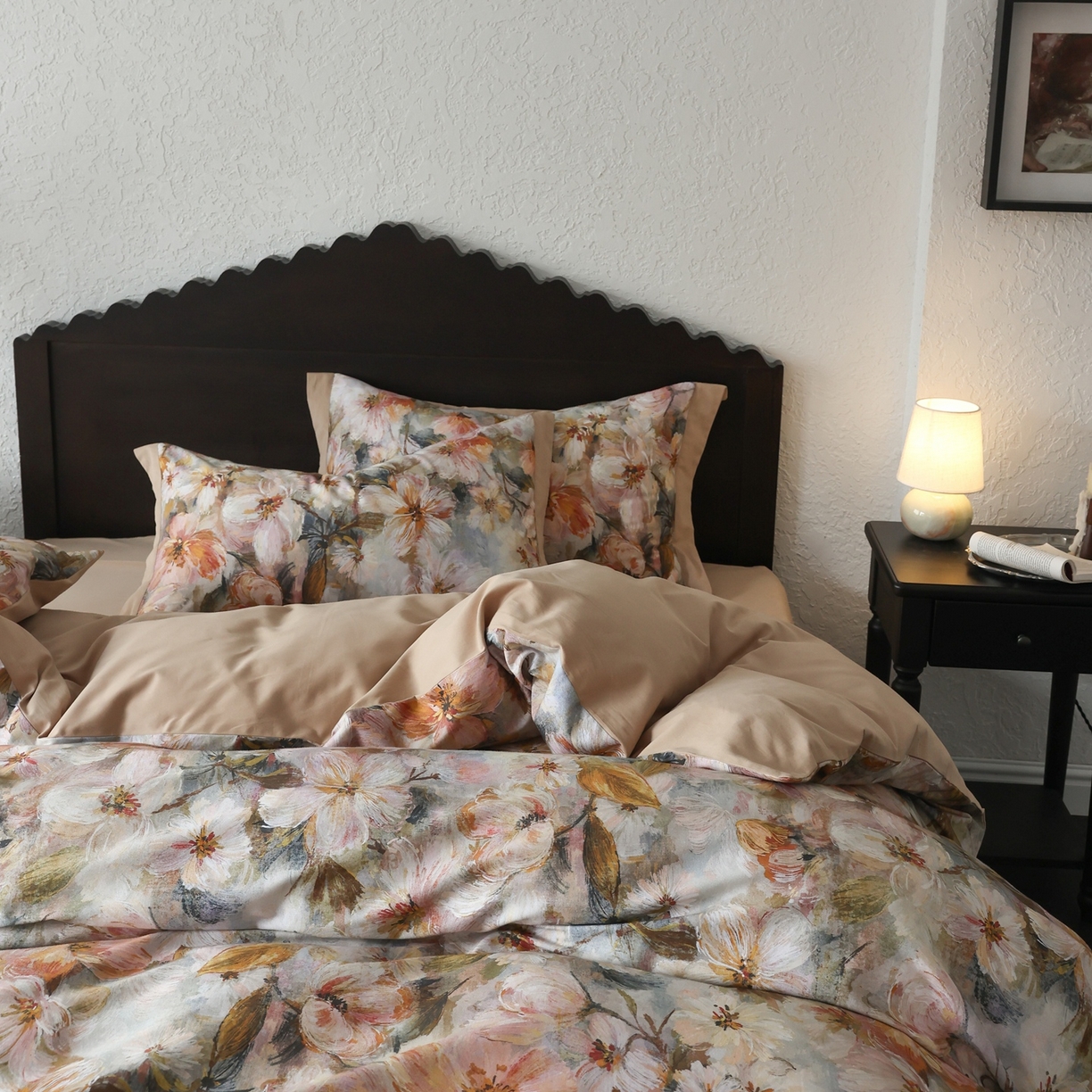 91家纺网 家纺一手货源 找家纺 时光里 2025新款40S全棉纯棉油画风数码印花磨毛四件套 秋田谷