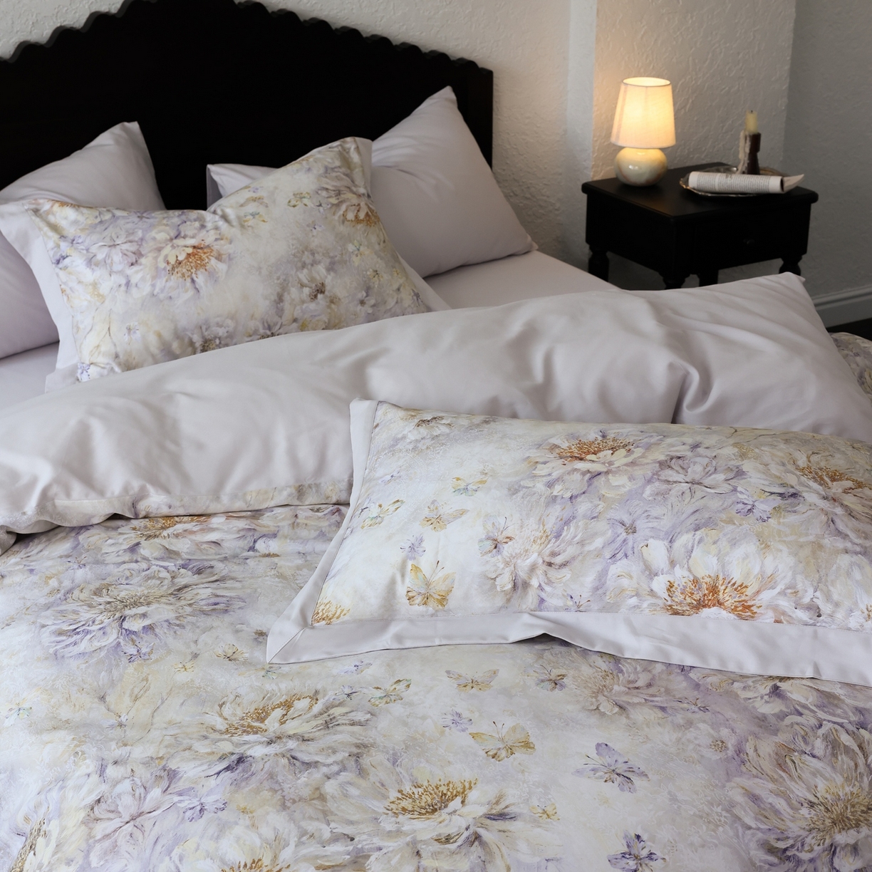 91家纺网 家纺一手货源 找家纺 时光里 2025新款40S全棉纯棉油画风数码印花磨毛四件套 隐云涧