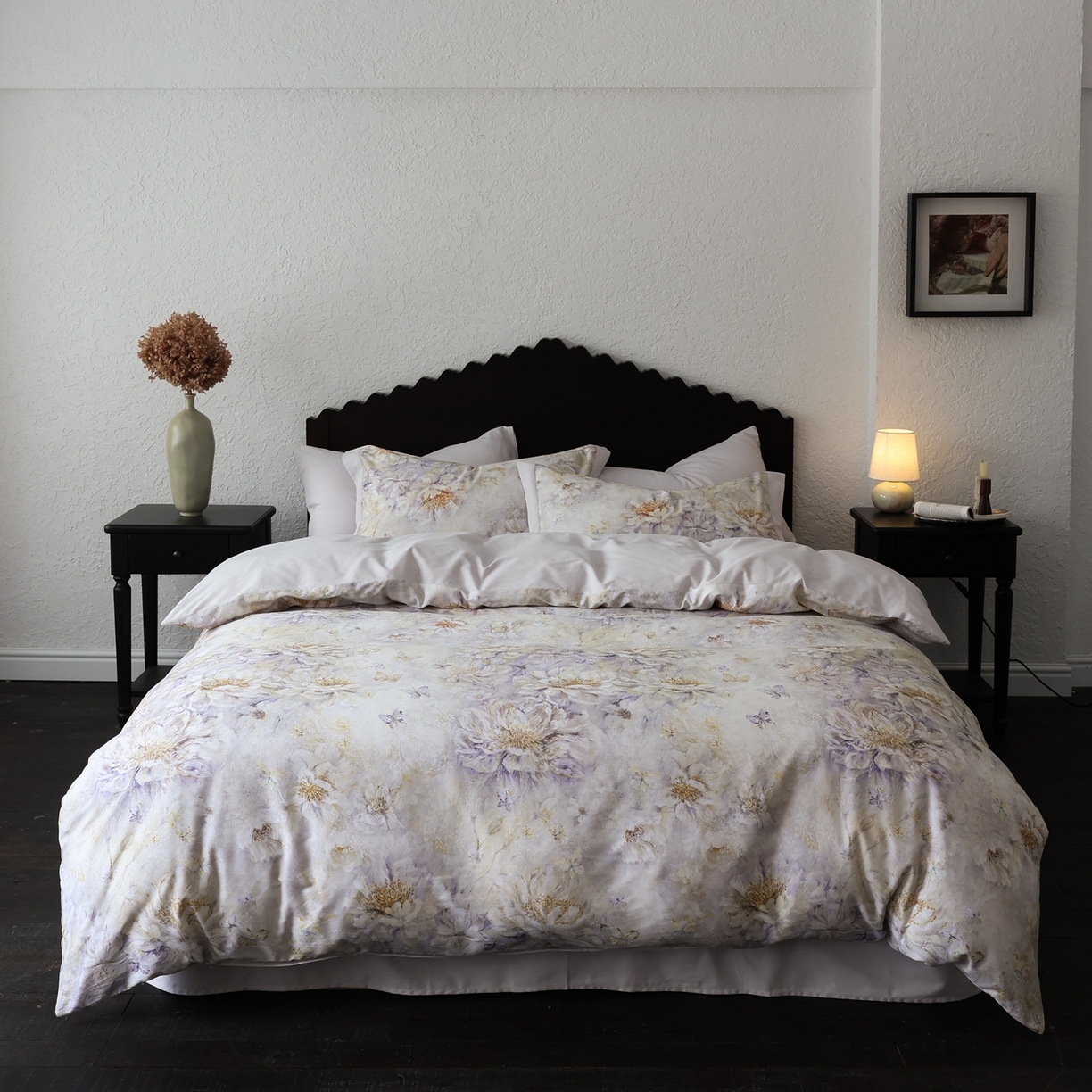 91家纺网 家纺一手货源 找家纺 时光里 2025新款40S全棉纯棉油画风数码印花磨毛四件套 隐云涧