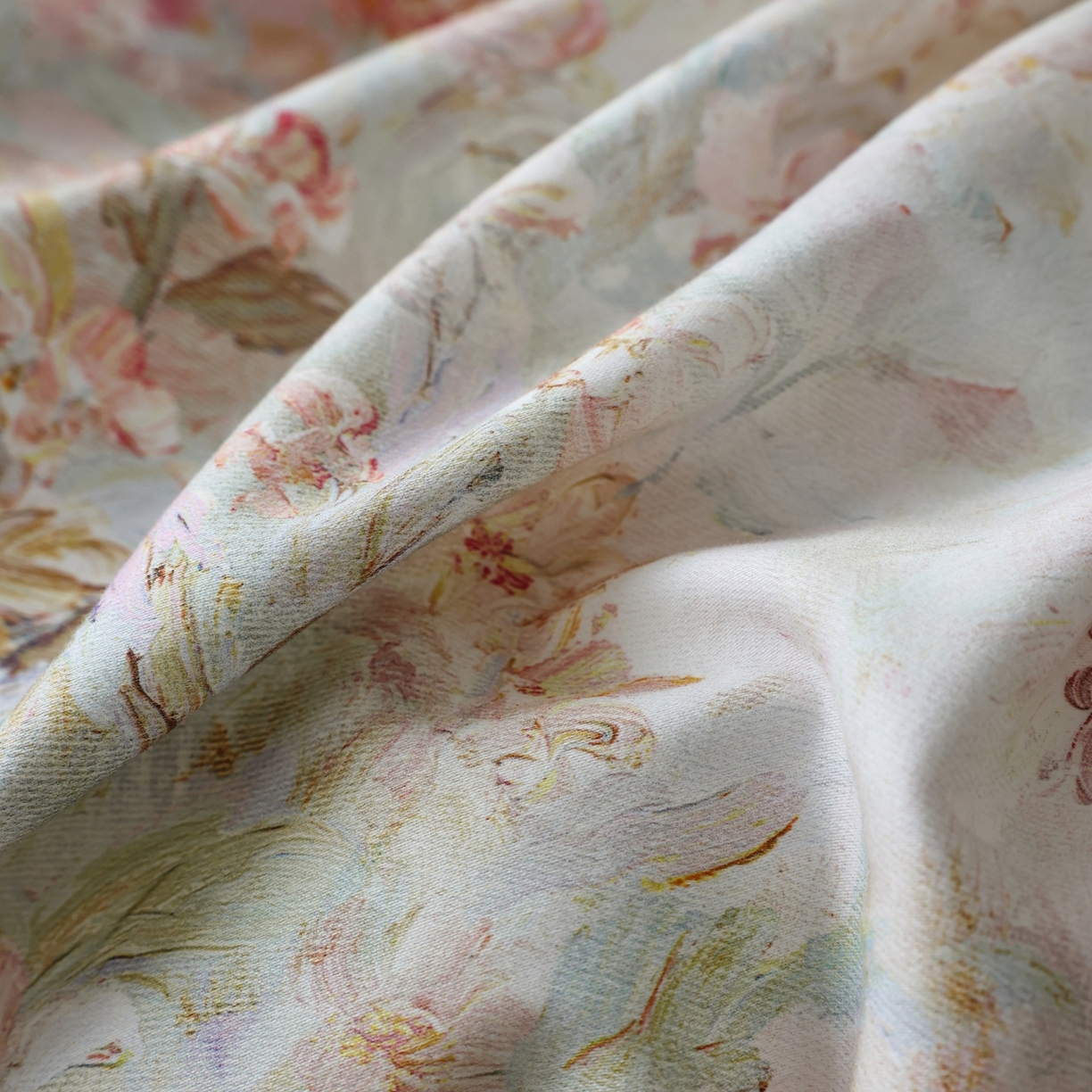 91家纺网 家纺一手货源 找家纺 时光里 2025新款40S全棉纯棉油画风数码印花磨毛四件套 花满柿