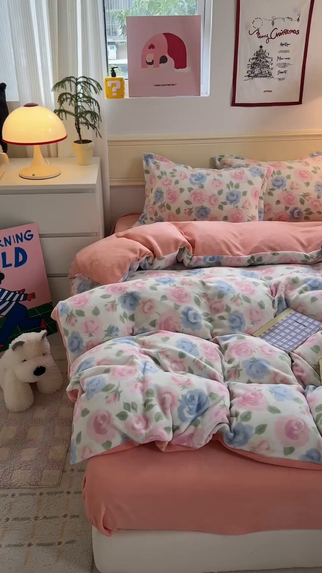 91家纺网 家纺一手货源 找家纺 艾特你 2025新款小清新高克重加厚牛奶绒印花四件套--风格二小窝图 白月光