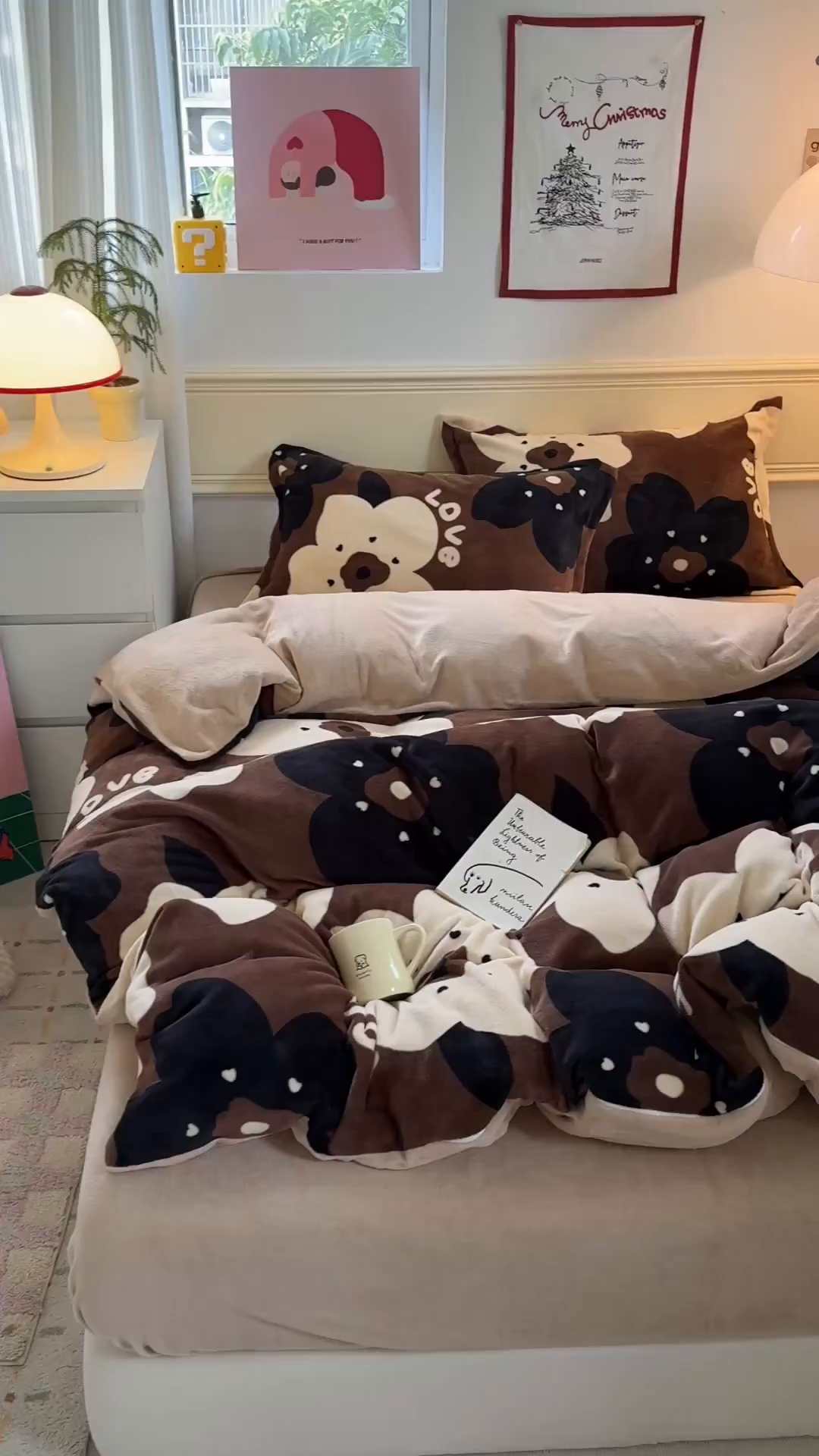 91家纺网 家纺一手货源 找家纺 艾特你 2025新款小清新高克重加厚牛奶绒印花四件套--风格二小窝图 繁花物语