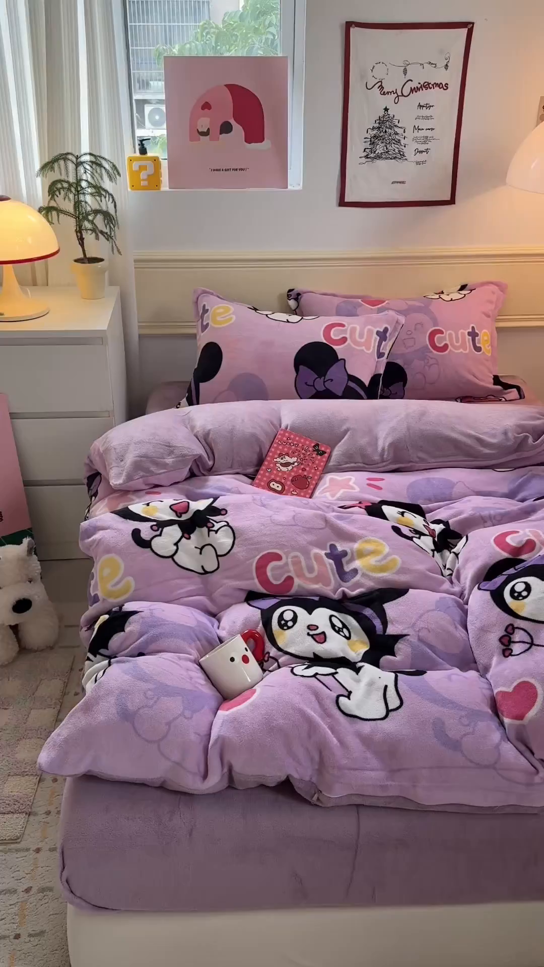 91家纺网 家纺一手货源 找家纺 艾特你 2025新款小清新高克重加厚牛奶绒印花四件套--风格二小窝图 库米洛