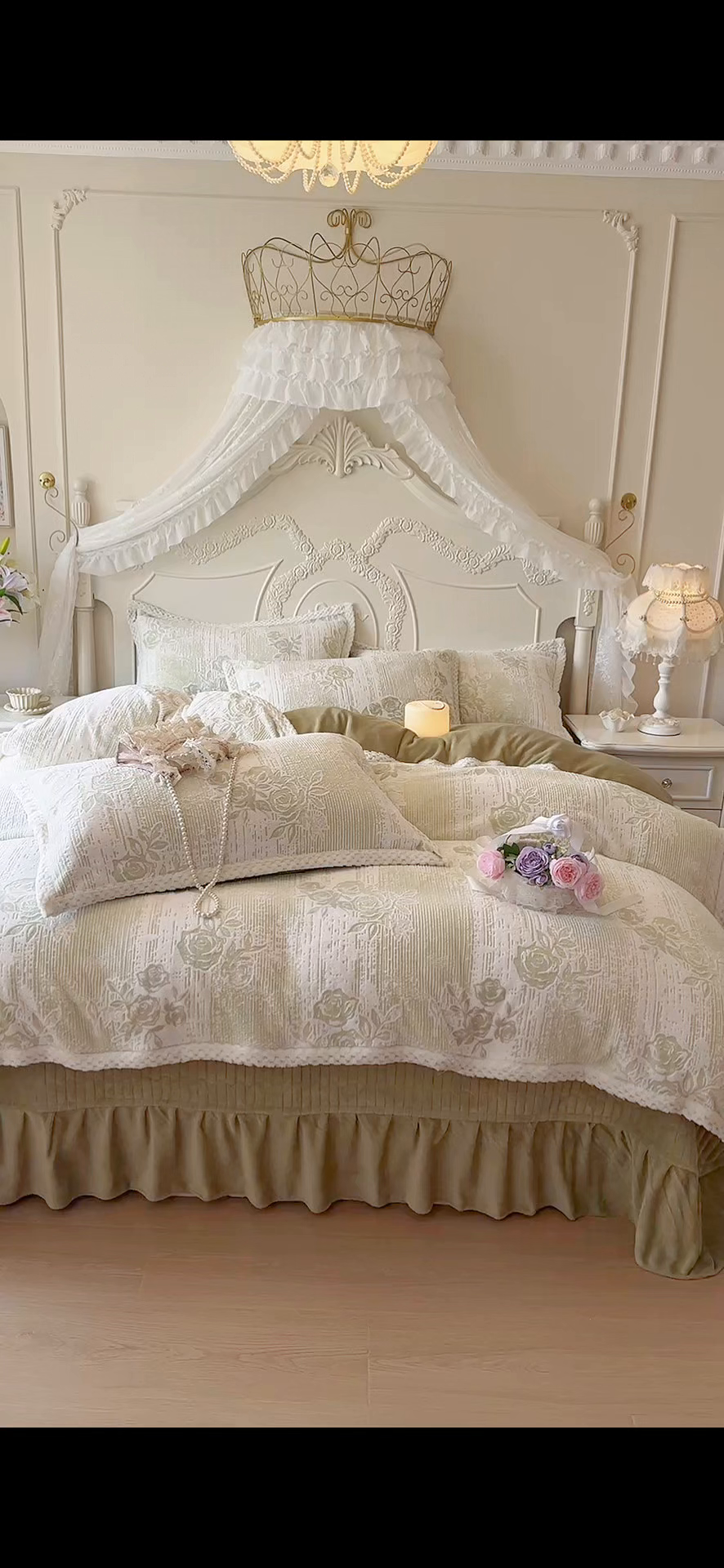 91家纺网 家纺一手货源 找家纺 芷卧 2025新款韩版立体雕花牛奶绒夹棉床盖款四件套 小岛蔷薇-绿