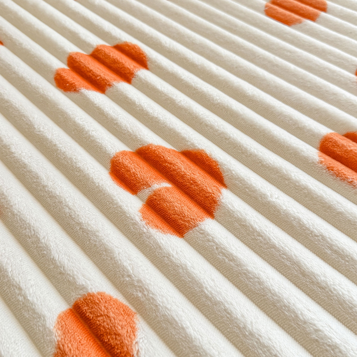 91家纺网 家纺一手货源 找家纺 眠势力 2025新款兔兔绒抽条印花床笠款四件套冬季兔绒加绒保暖四件套 暖阳