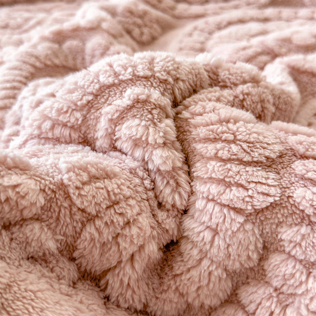 91家纺网 家纺一手货源 找家纺 （总）莱家富 2025新款新款A类塔芙绒雕花双面毛毯毯子-花朵