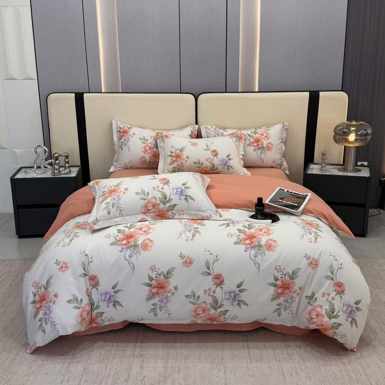 91家纺网 家纺一手货源 找家纺 遇安家纺 2025新款加厚全棉生态磨毛印花四件套 锦簇