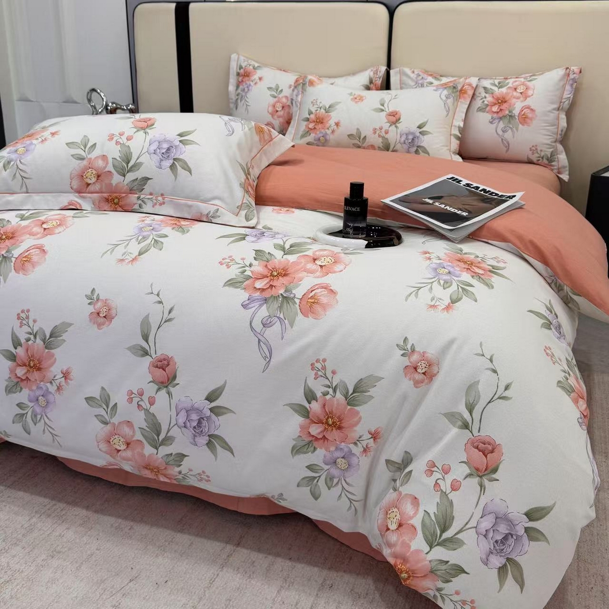 91家纺网 家纺一手货源 找家纺 遇安家纺 2025新款加厚全棉生态磨毛印花四件套 锦簇