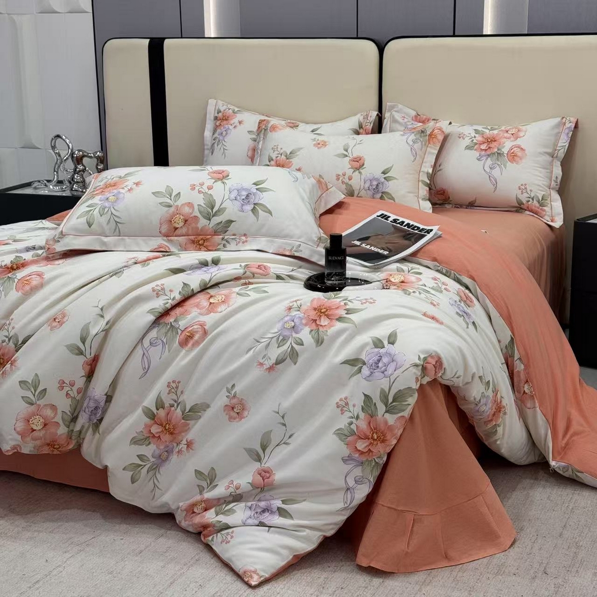 91家纺网 家纺一手货源 找家纺 遇安家纺 2025新款加厚全棉生态磨毛印花四件套 锦簇