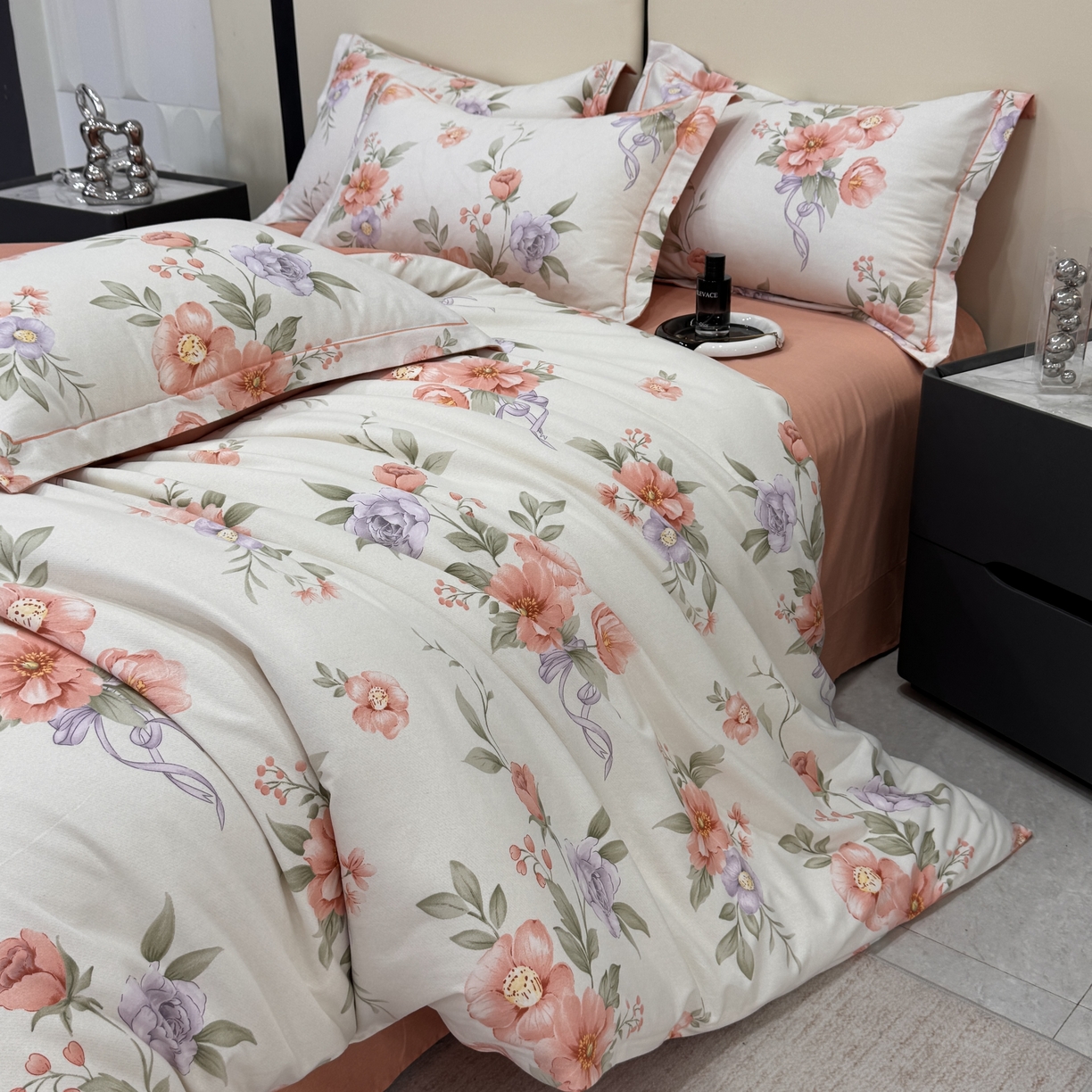 91家纺网 家纺一手货源 找家纺 遇安家纺 2025新款加厚全棉生态磨毛印花四件套 锦簇