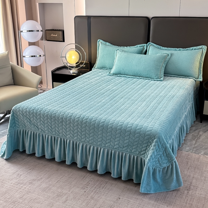 91家纺网 家纺一手货源 找家纺 慧菲 2025新款雕花床盖四件套-千鸟蝶影 千鸟蝶影-蔚蓝