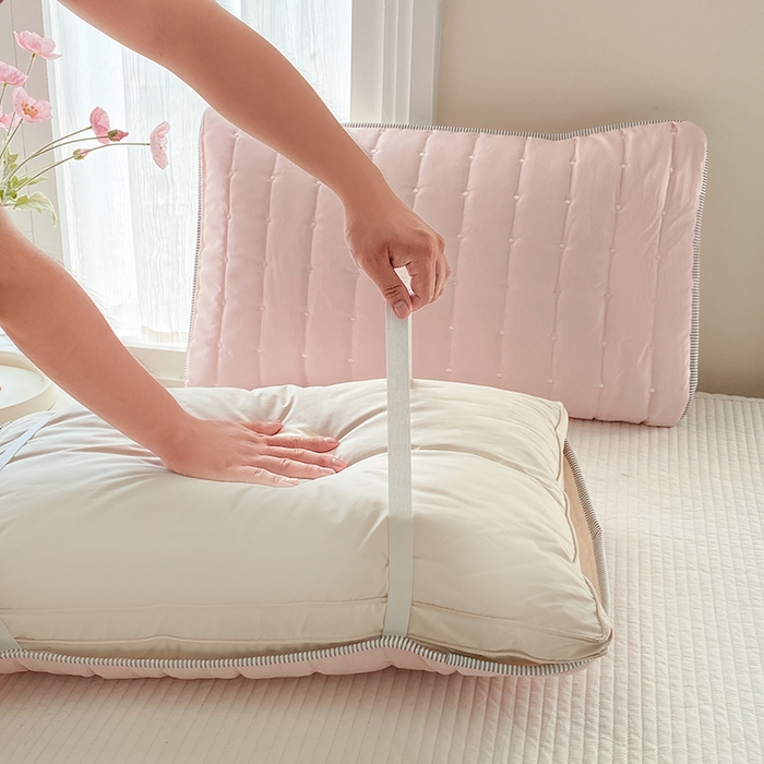 91家纺网 家纺一手货源 找家纺 乐嘉盈2025新款四季通用华夫格枕套-粉色