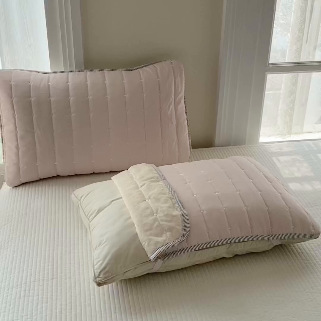 91家纺网 家纺一手货源 找家纺 乐嘉盈2025新款四季通用华夫格枕套-粉色